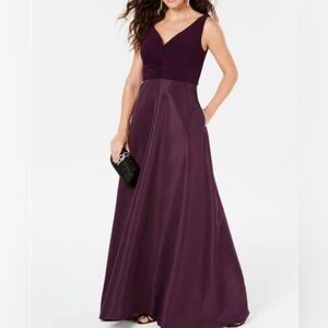 NWT ADRIANNA PAPELL Womens Purple Spaghetti Strap Maxi Fit + Flare Dress Size 18